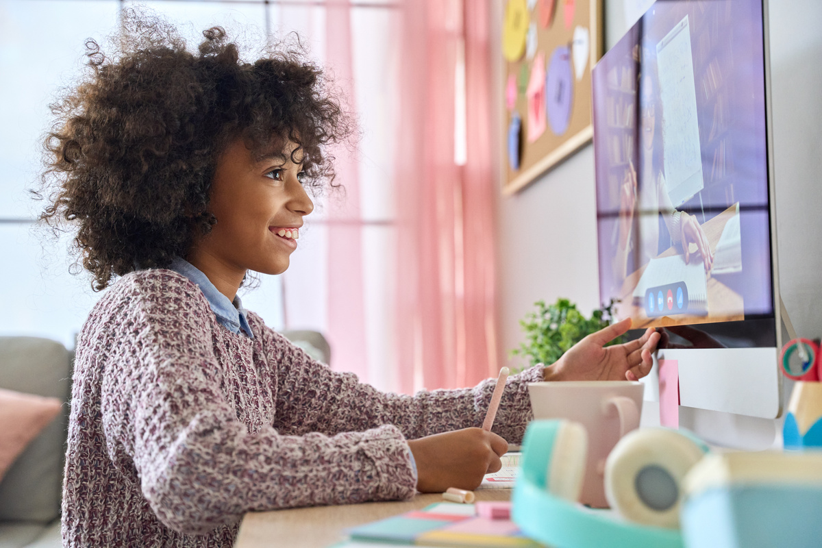 Schoolgirl Learning from Home
